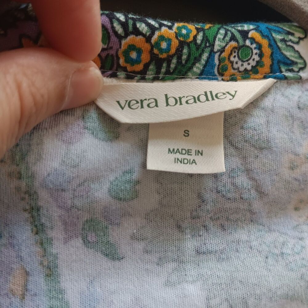 Vera Bradley cotton button-down night dress flowers + feathers cool beach summer - Picture 3 of 9